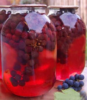 Рецепт приготовления компота на зиму из винограда Изабелла